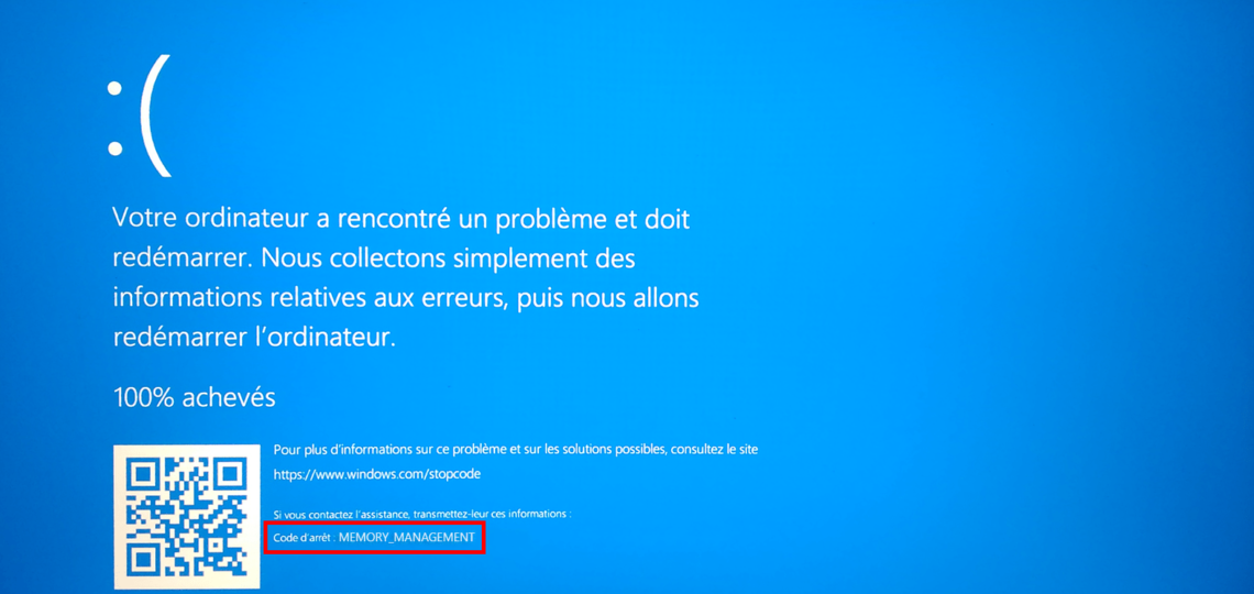 Ecran Bleu de panne